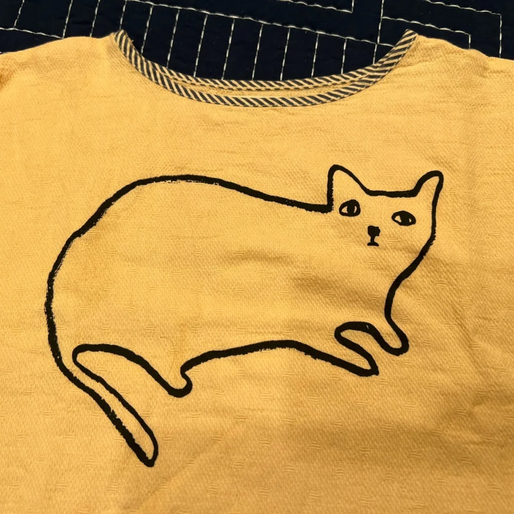 Bobo Choses peach top with cat line drawing oversized 2-3 years - Picture 2 of 4